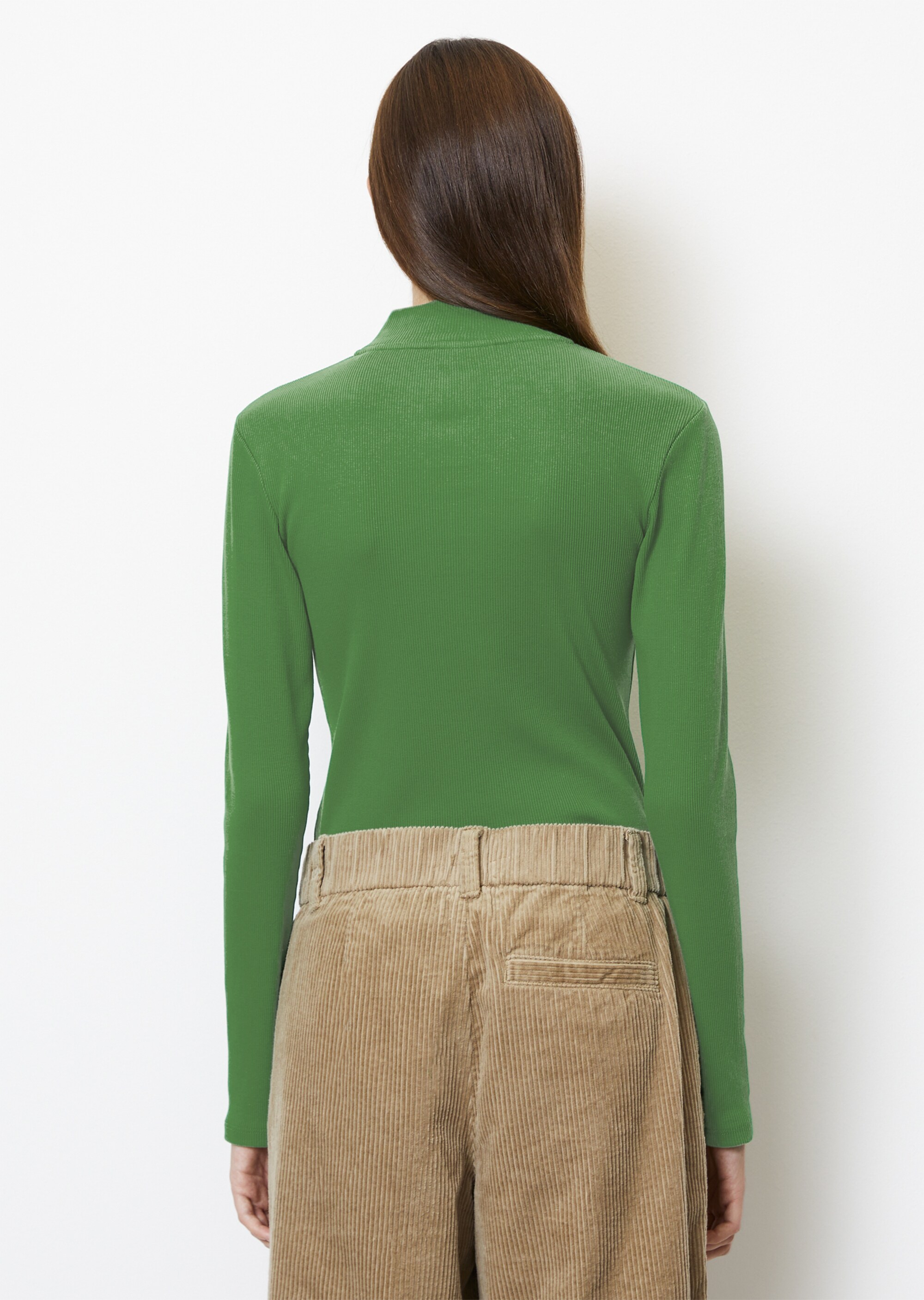Zip-Longsleeve slim aus softem Rib-Jersey