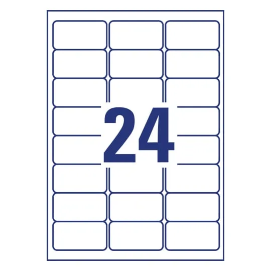 Etiketter Avery 63,5x33,9 hvid, aftagelige, holdbare - (20 ark x 24 stk.)
