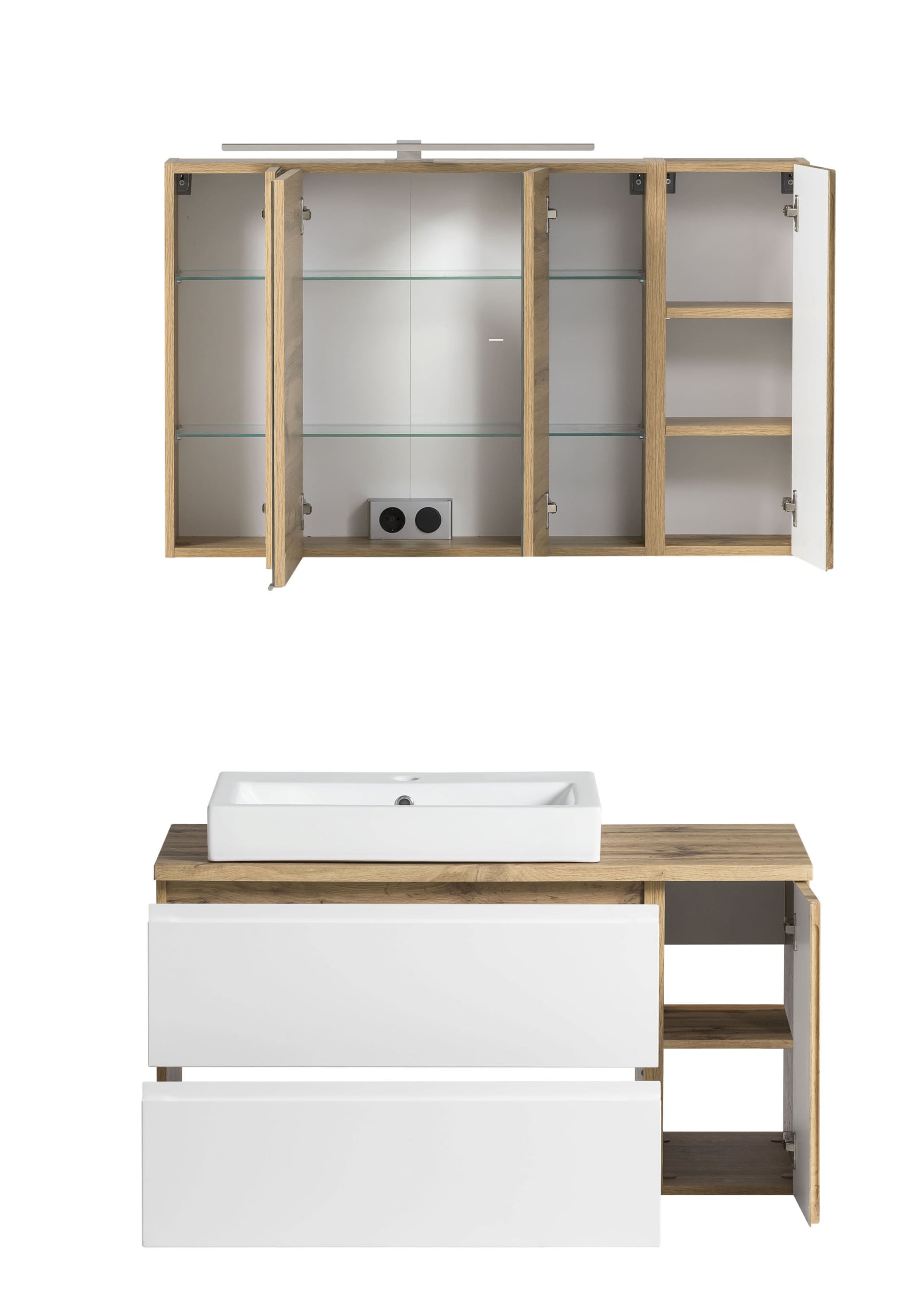 Badkombination GENT weiß/braun 105cm