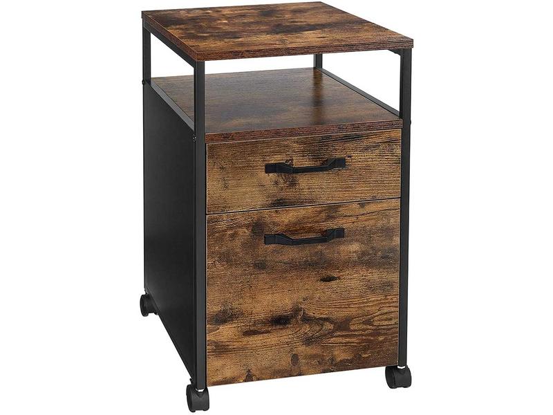 VASAGLE Multifunktionswagen mit 2 Schubladen 41 x 66 cm Büroschrank auf Rollen