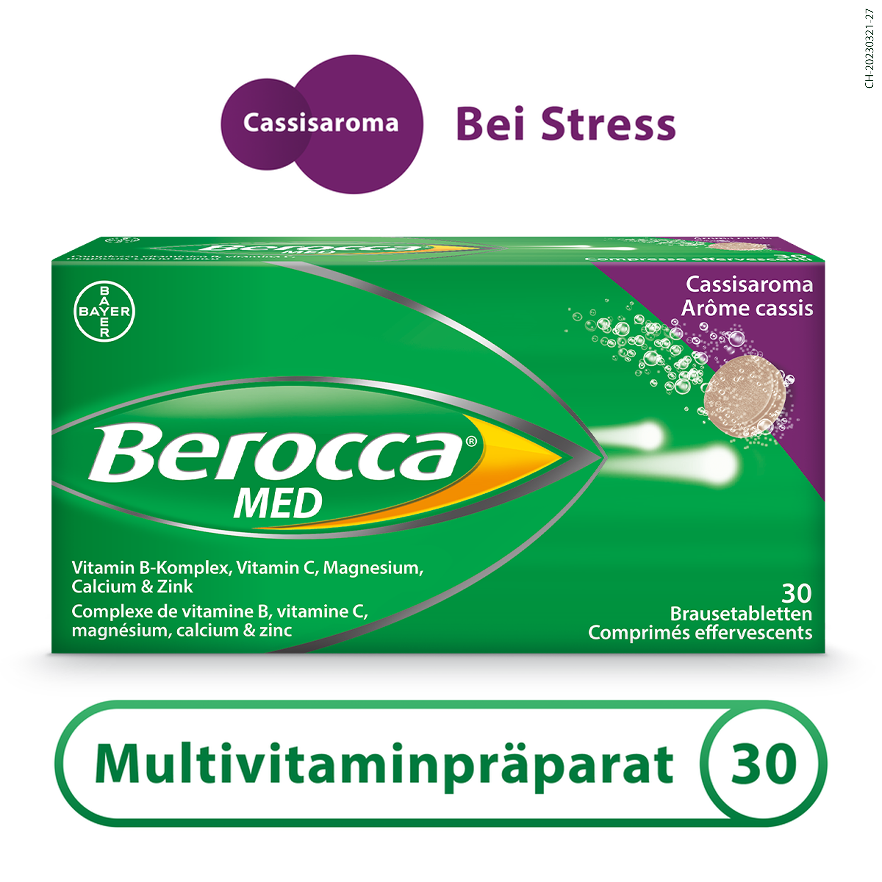 BEROCCA MED<br>30 Stück, Dose, Brausetablette, Cassisaroma