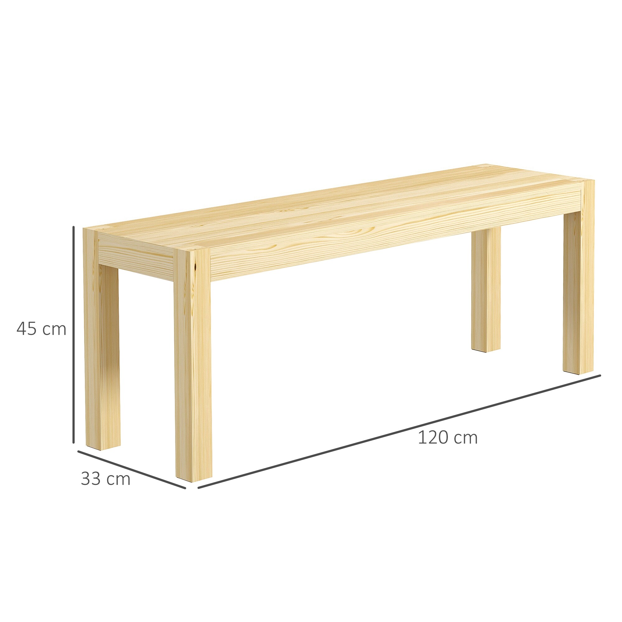 HOMCOM Sitzbank mit rutschfesten Fußpads natur 120L x 33B x 45H cm