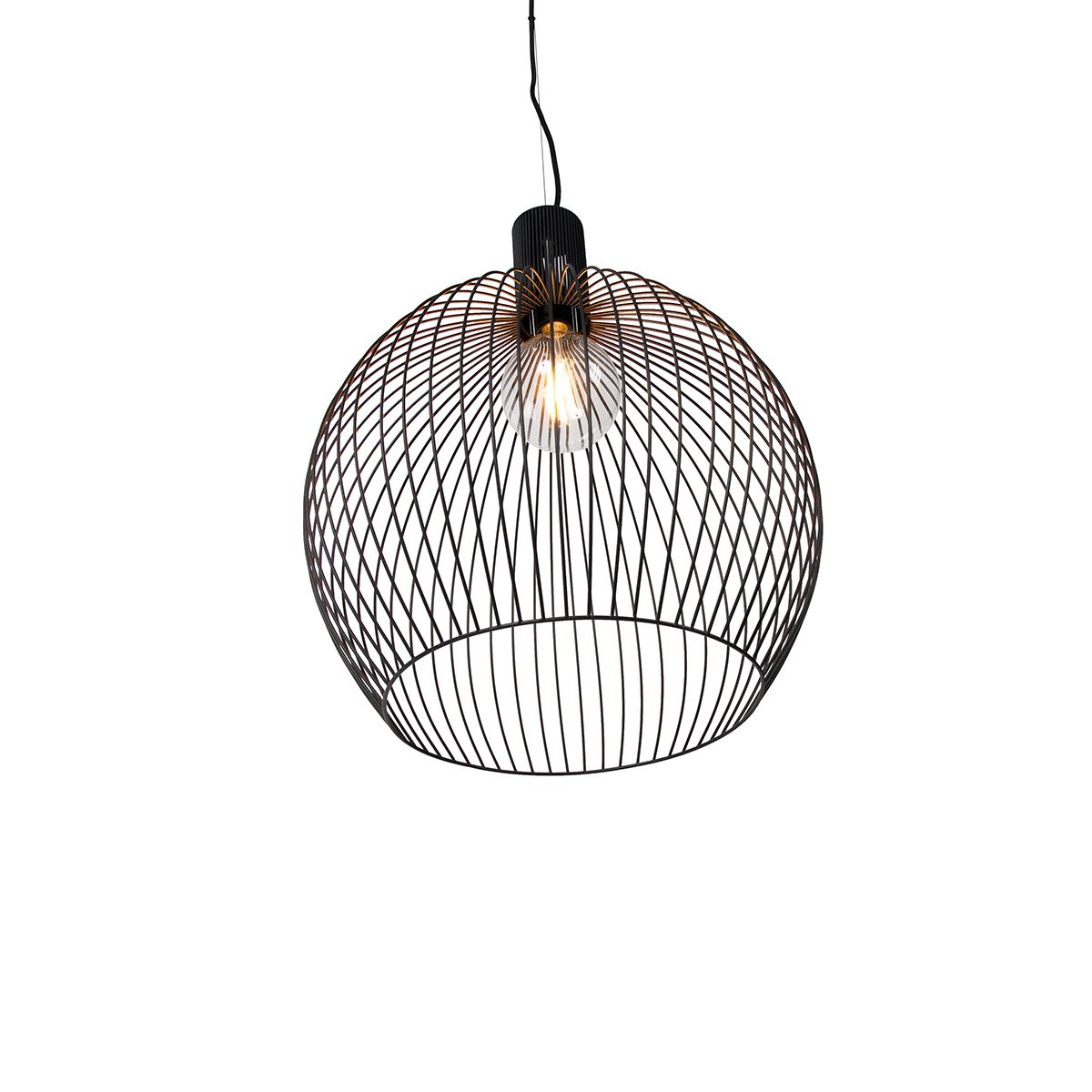 Smart ronde hanglamp zwart 50 cm incl. Wifi G95 - Dos