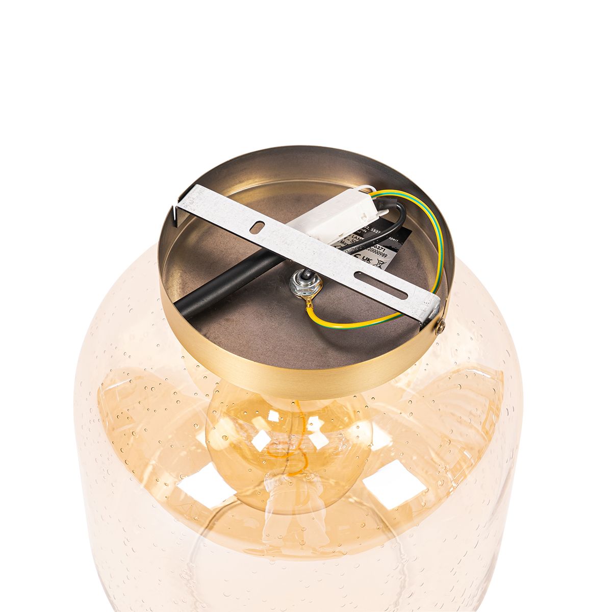Smart plafondlamp messing en amber glas incl. Wifi G95 - Zuzanna