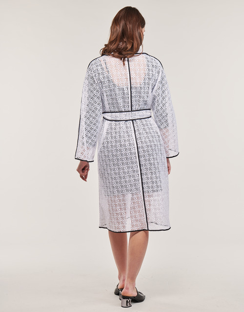 Karl Lagerfeld - KL EMBROIDERED LACE COAT Blanco / Negro
