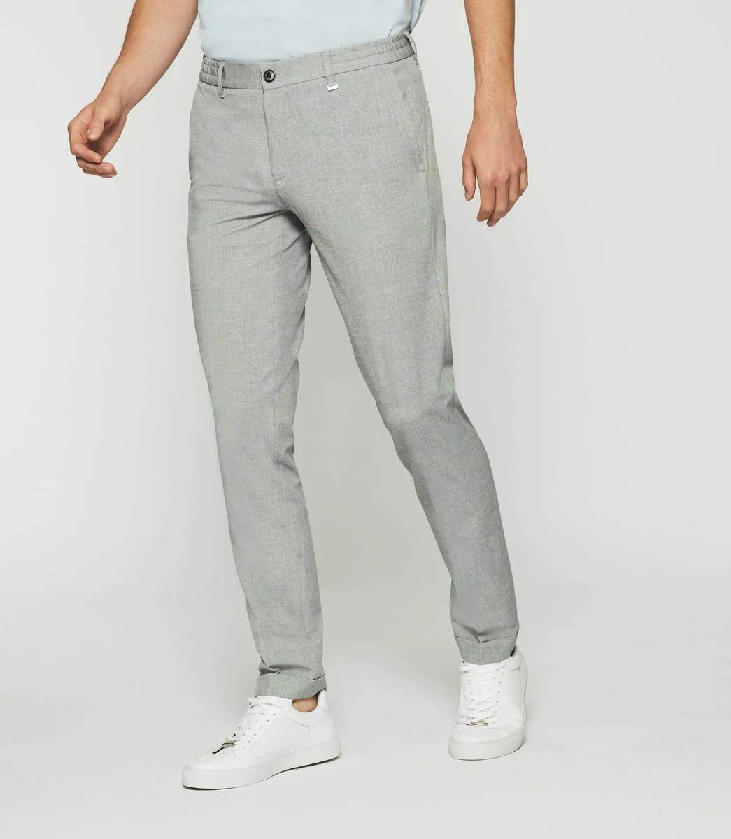 Pantalon chino taille élastique gris