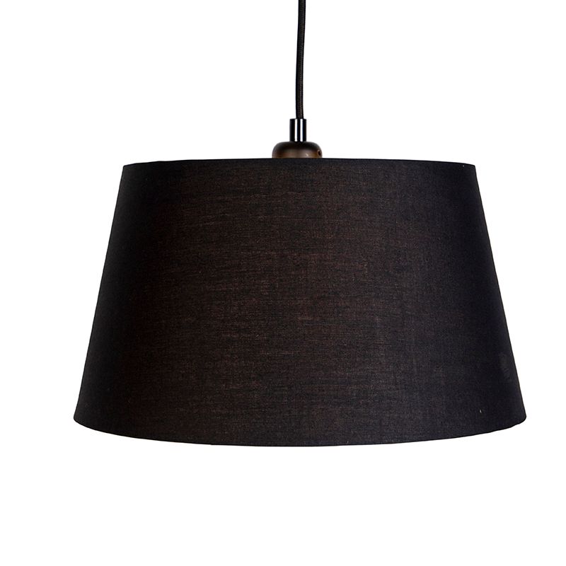 Hanglamp met 3 katoenen kappen zwart met goud - Cava
