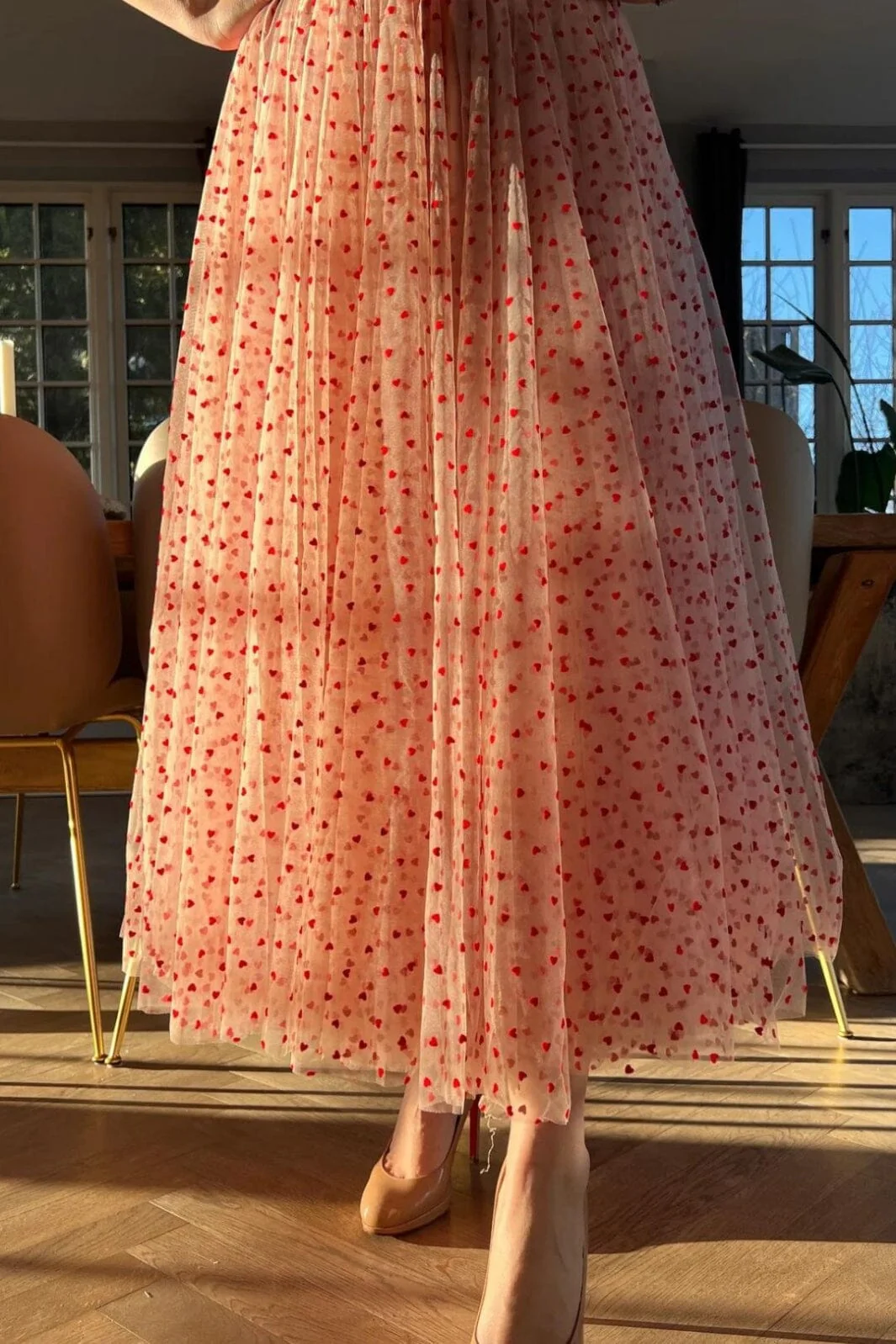 EMM Copenhagen Daisy Skirt pink w red hearts