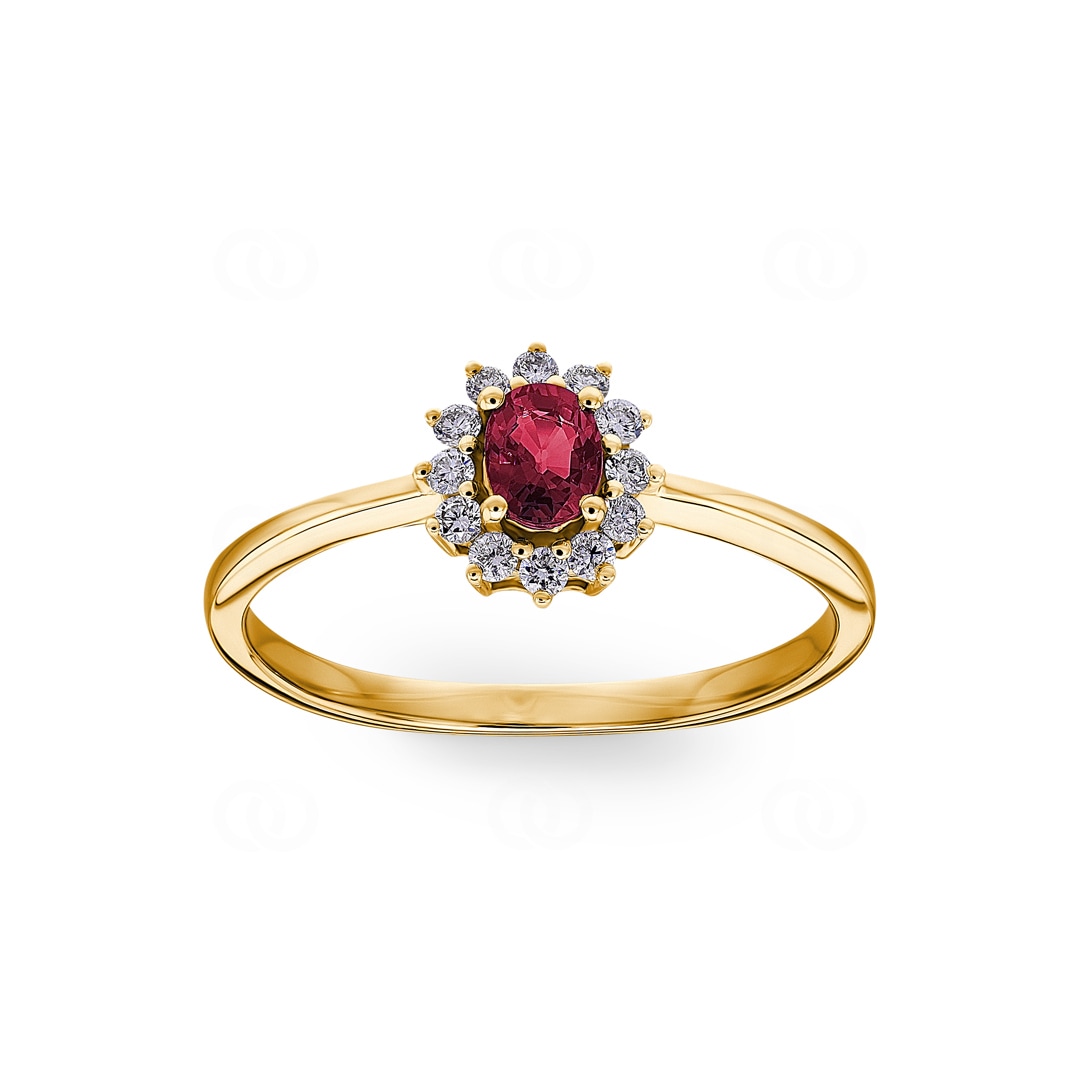Rubinring 750/18 K Gelbgold mit Diamanten 0.15 ct H/si