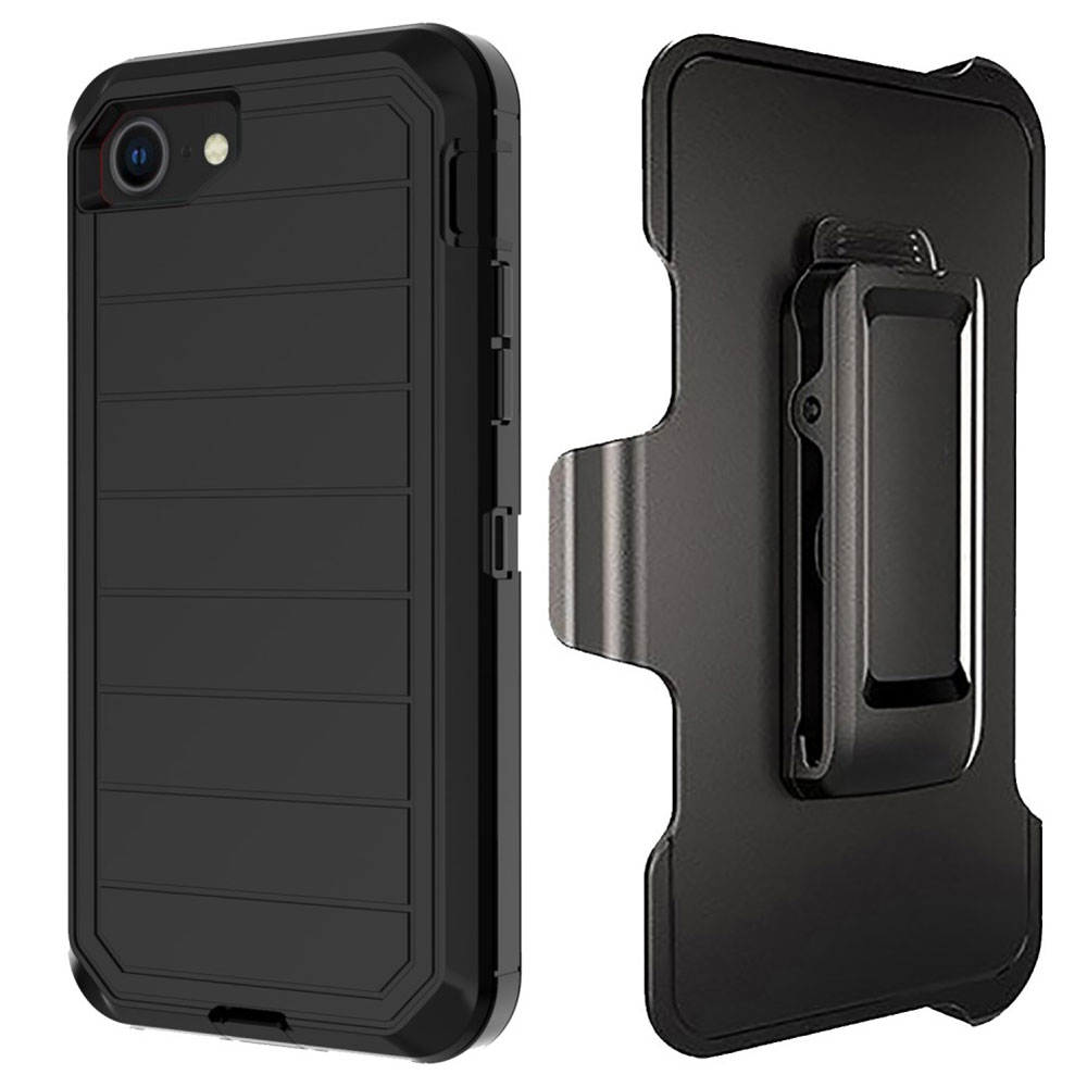 iPhone SE (2022/2020) / 8 / 7 / 6S Outdoor Schutz Hülle   Holster - Schwarz