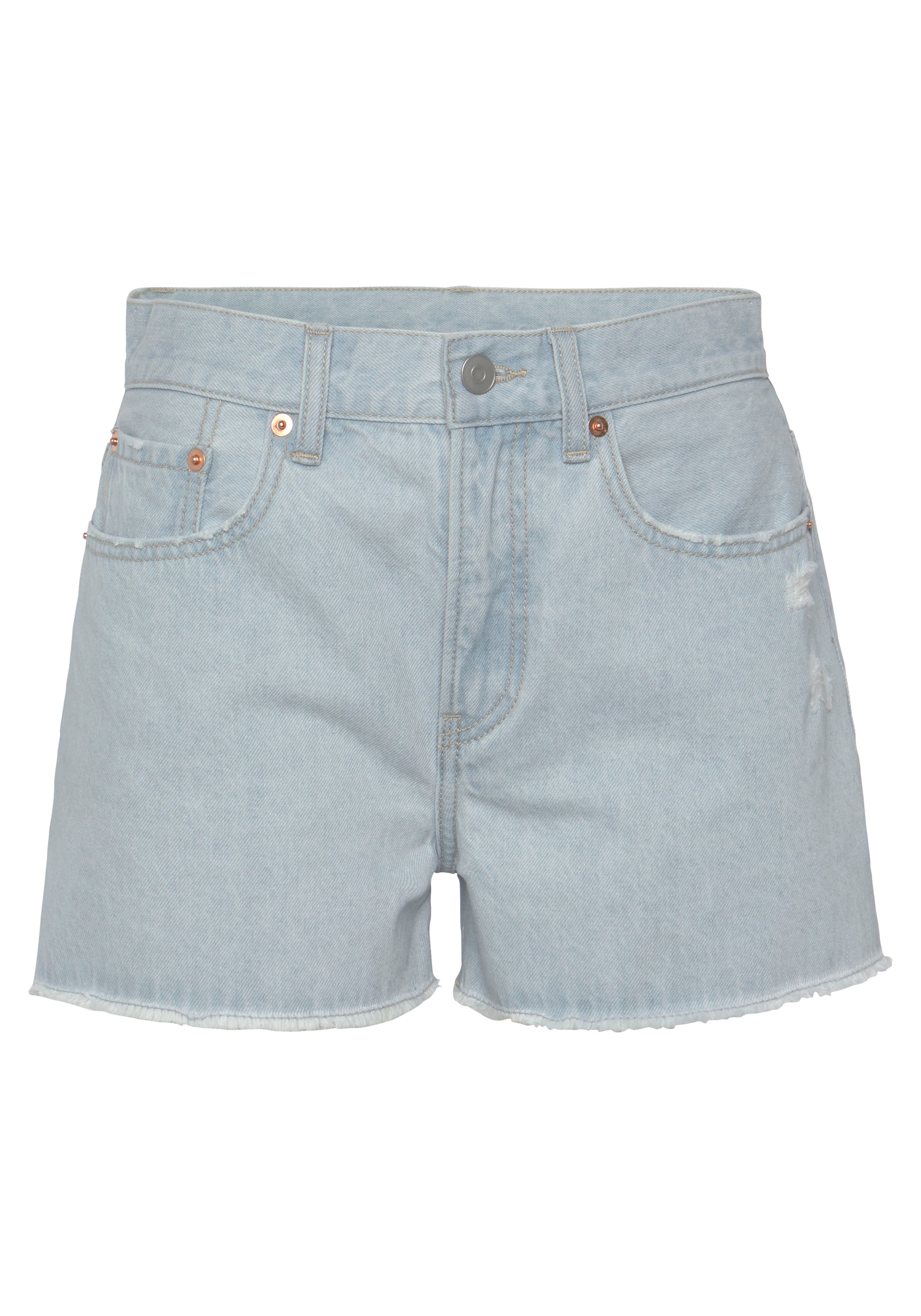 Buffalo Jeansshorts mit Used-Effekten, Seitenschlitze, kurze Hose aus Baumwolle