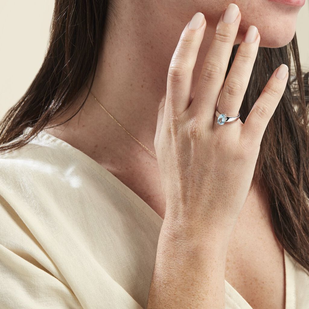 Bague Cassius Or Blanc Topaze Bleu Sky