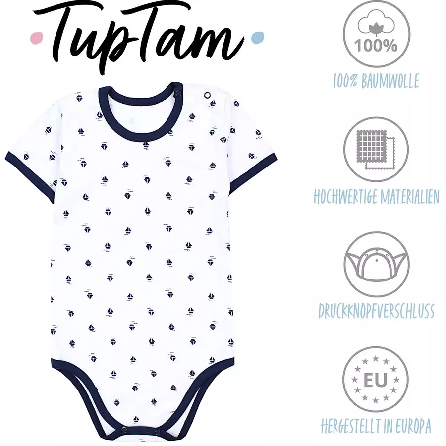TupTam Kinder Unisex Kurzarm Body 3er Set weiß Modell 1