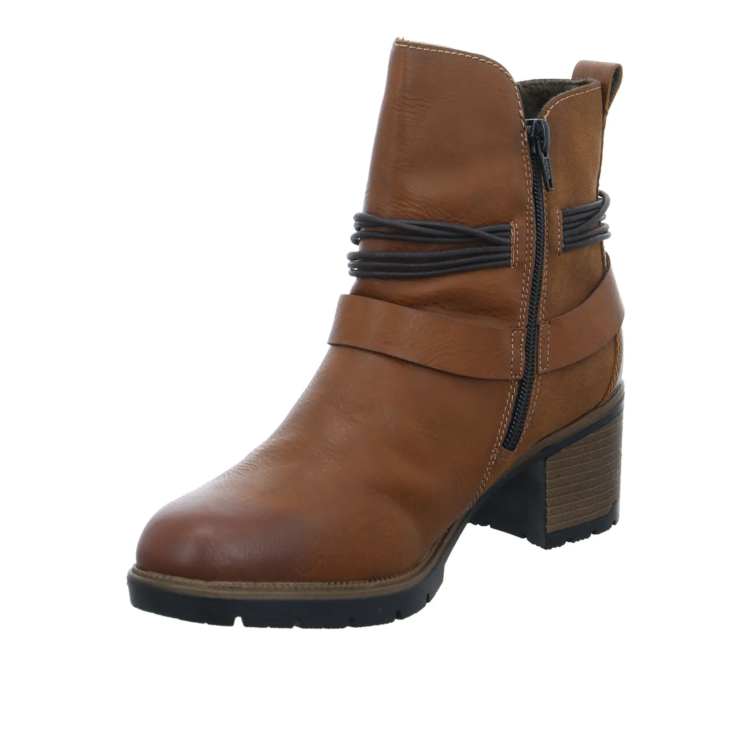 RIEKER Stiefelette Cognac Lederimitat  Wechselfussbett