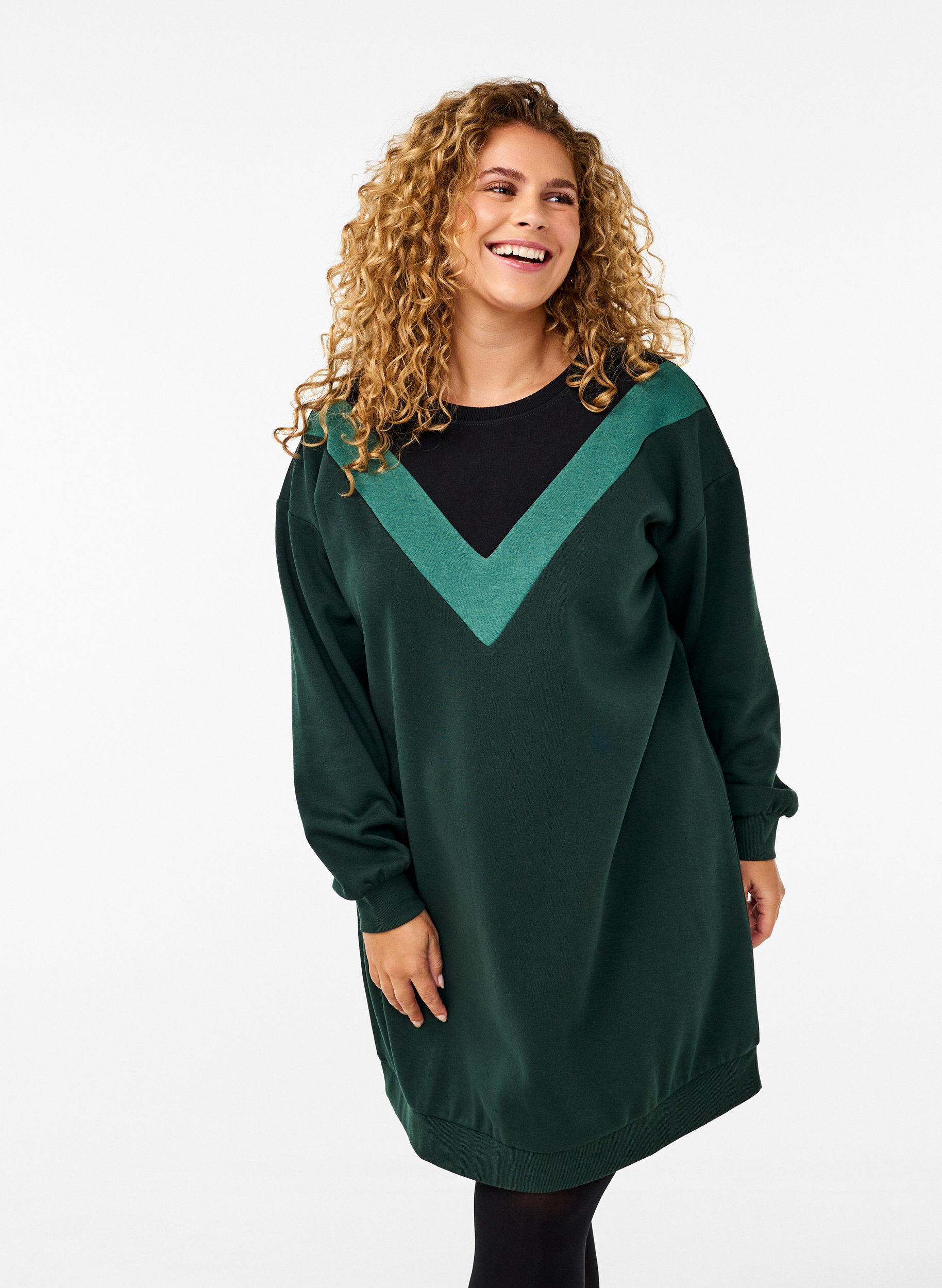 Lang sweatshirt med colorblock
