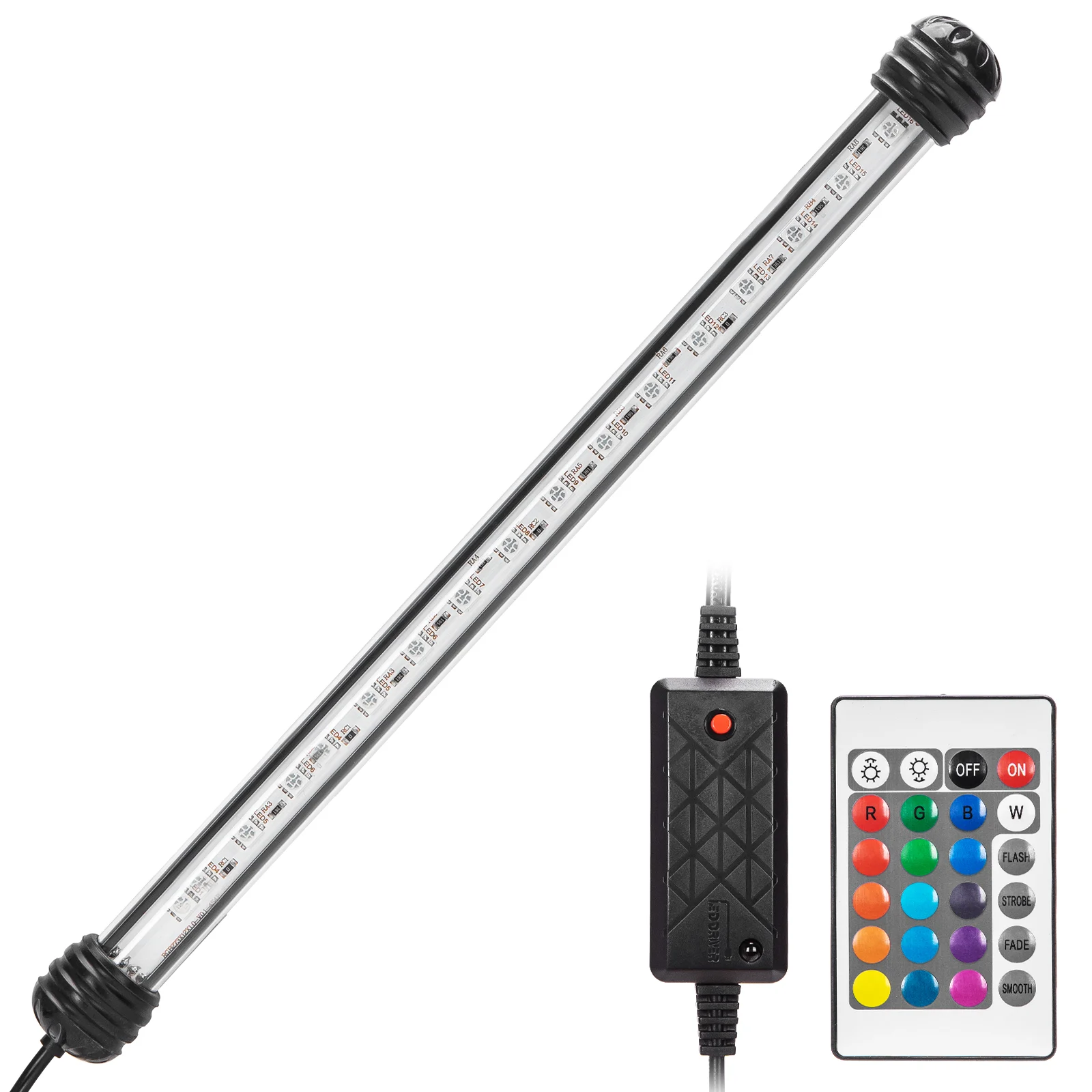 Nobleza - Iluminação LED para Aquário com Controle Remoto, Luz RGB para Aquário, À Prova D'Água IP67, Lâmpada Universal Regulável para Aquário (1,5w 20cm, RGB)