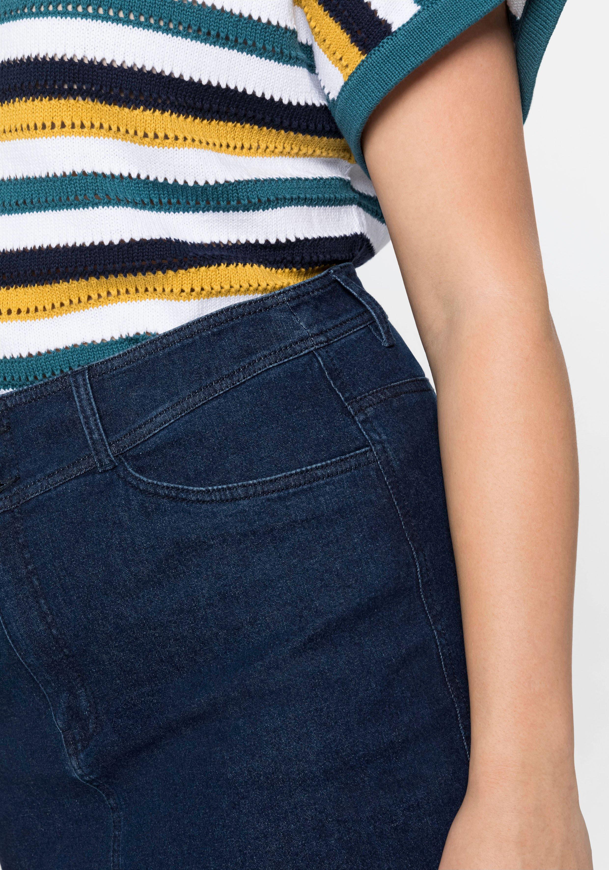 Jeansrock mit breitem Bund und Schlitz hinten