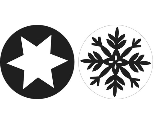 Sneeuwvlok + ster labels, 30mm ø, 2 stuks