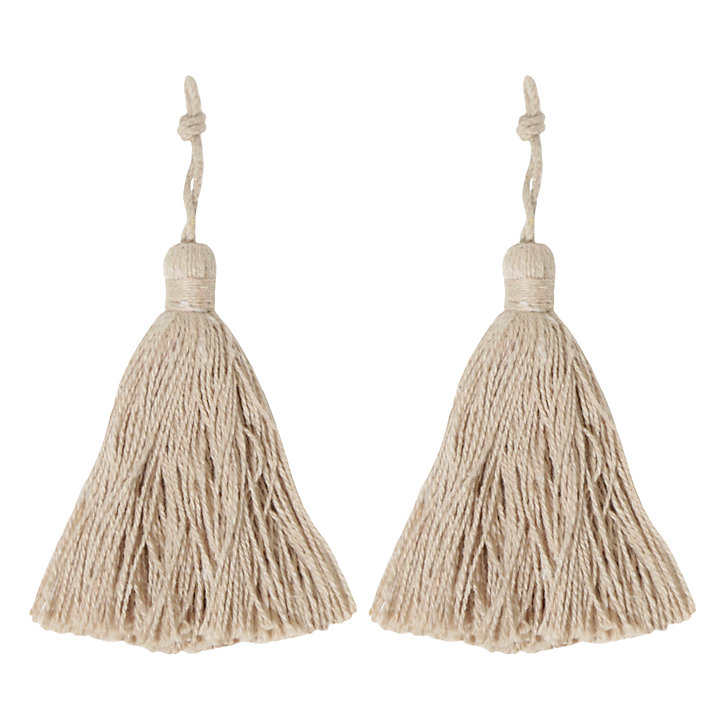 Lot de 2 pompons de clés à franges lin