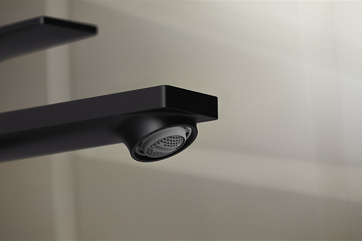 Mitigeur de lavabo Rebris E 110 CoolStart avec tirette et vidage Noir mat