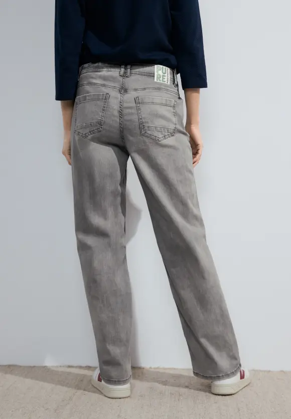 Graue Loose Fit Jeans - light grey stone wash