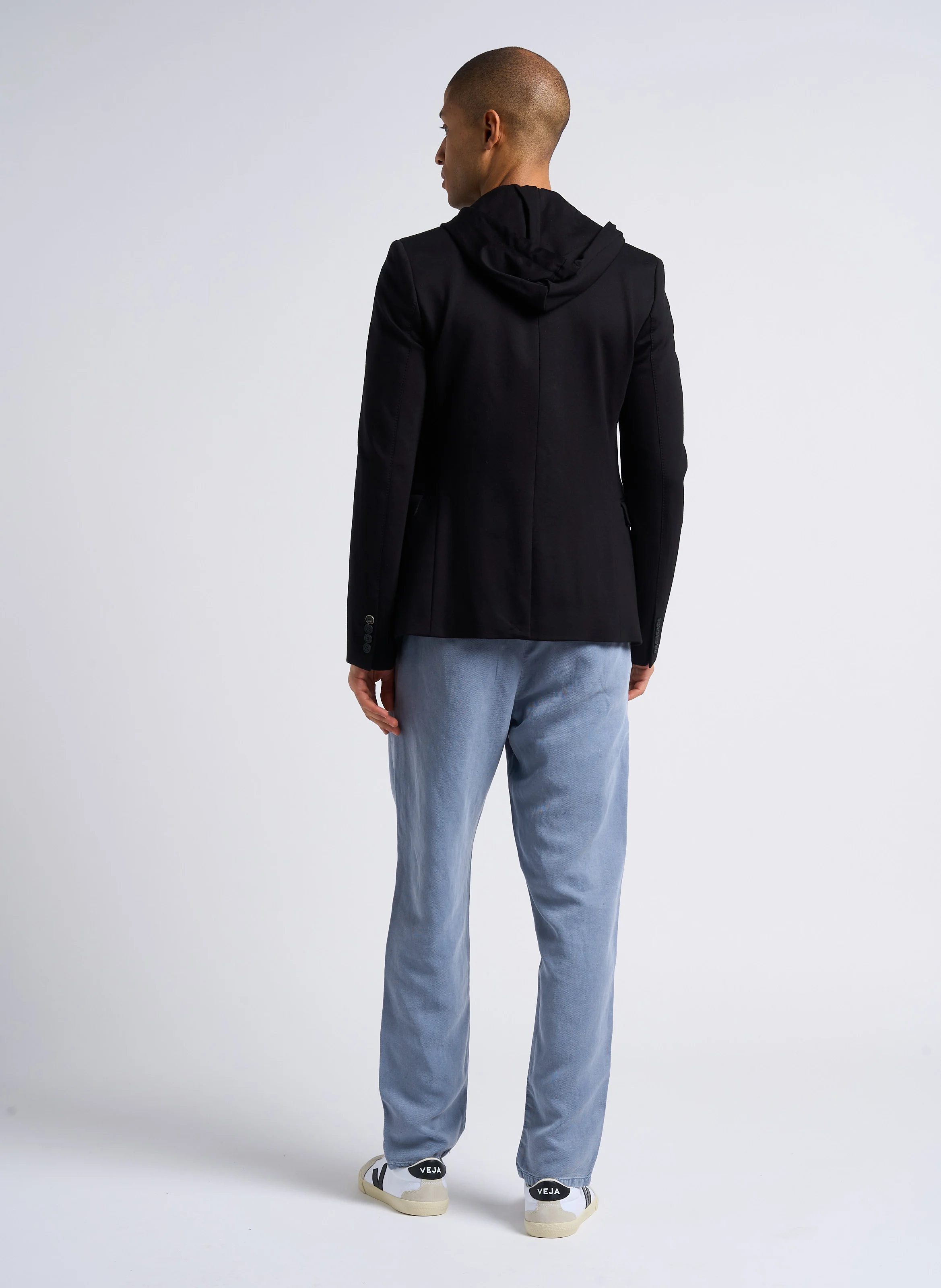 Veste col classique à capuche | Noir