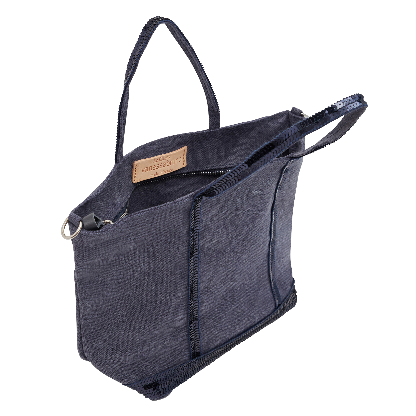 Sac cabas S à sequins en lin| Bleu