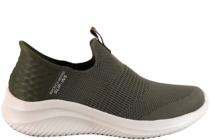 SKECHERS SLIP-INS ULTRA FLEX COZY STREAK VEGAN OLIVE
