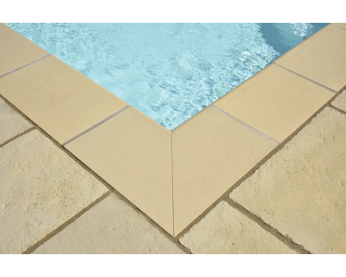Zwembadrand, Bergerac Element 90° hoek, Champagne, 49,5/49,5 x 31 x 3,2 cm