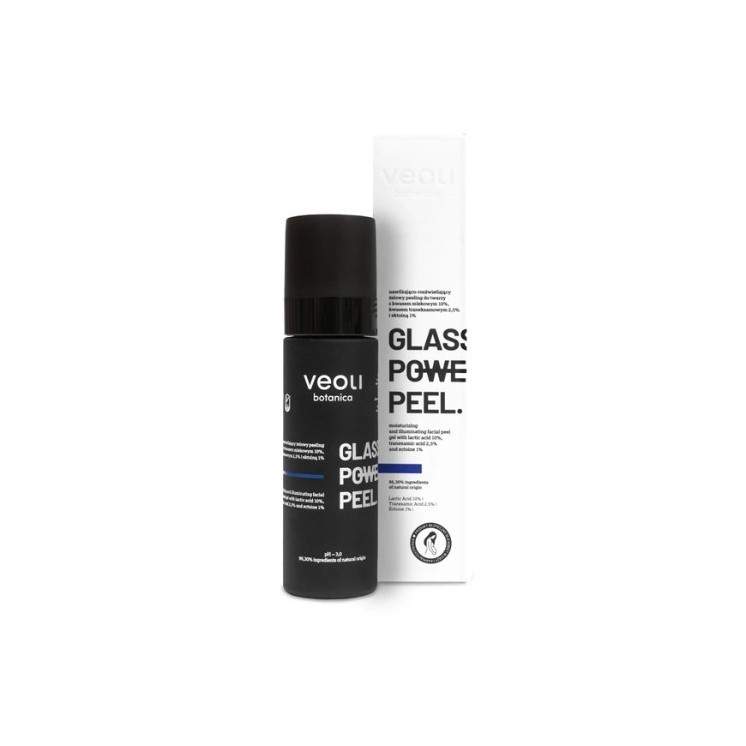 Veoli Botanica Glass Skin Power Peel Feuchtigkeitsspendendes und leuchtendes Gel- peeling mit Milchsäure 10 %, Tranexamsäure 2,