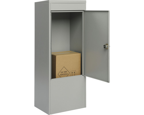 MEFA pakketbrievenbus, gepoedercoat staal, BxHxD 410/1025/325 mm, Mana 482, wit aluminium RAL 9006, toegang aan de voorzijde