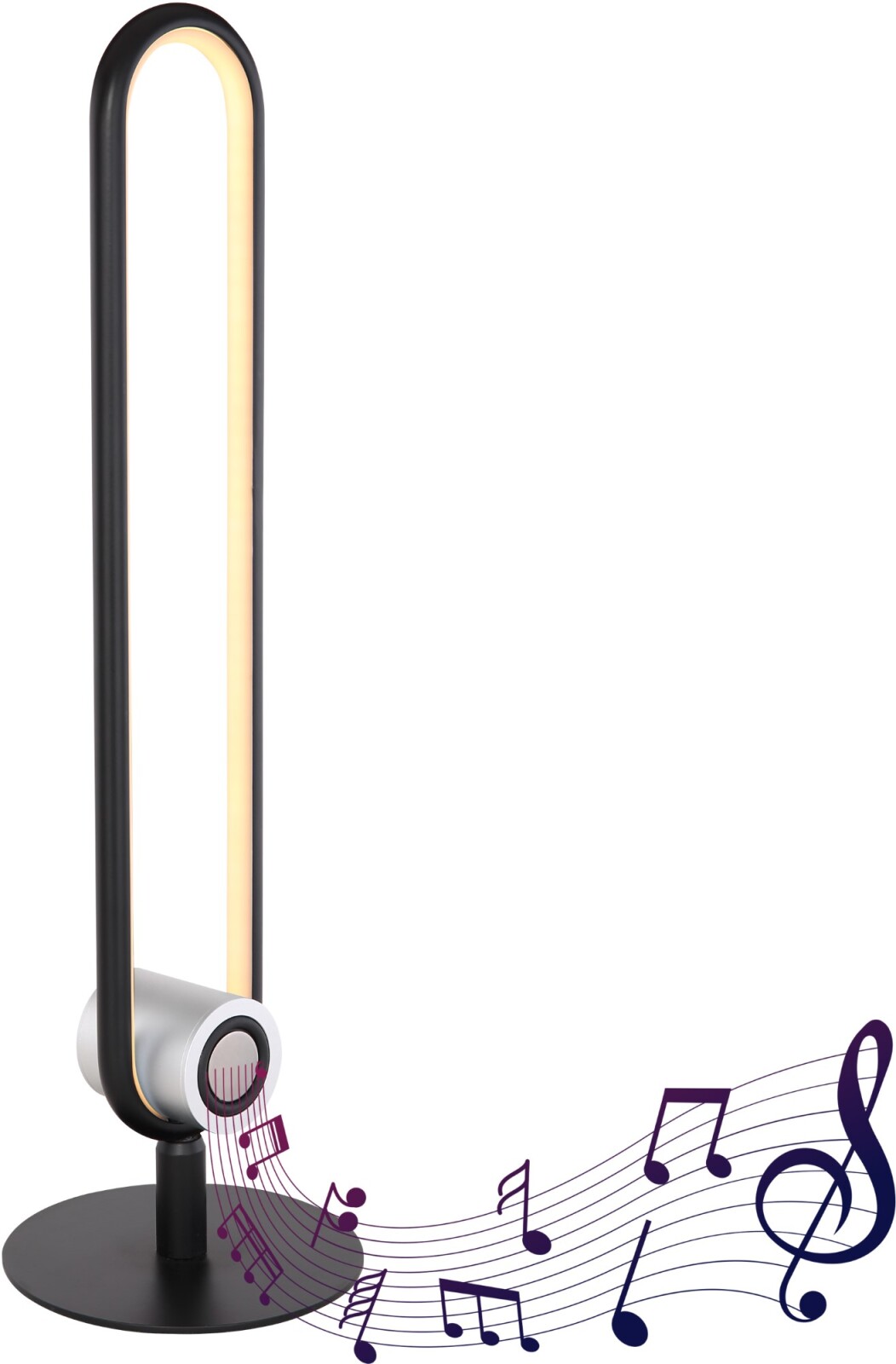LED-Tischleuchte - schwarz matt - opal - mit Lautsprecher