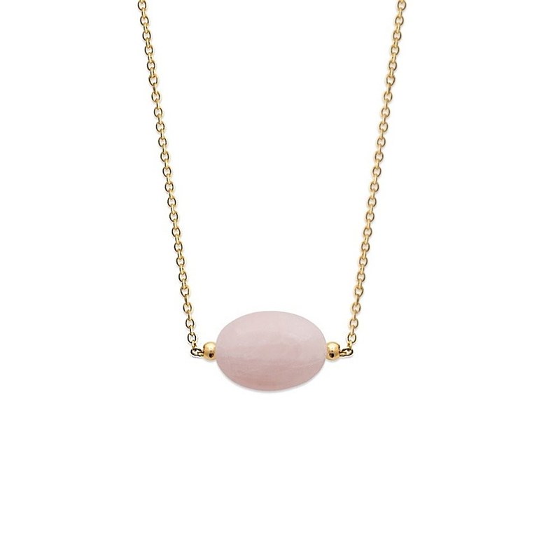 Collier quartz pierre naturelle ovale Plaqué OR 750 3 microns