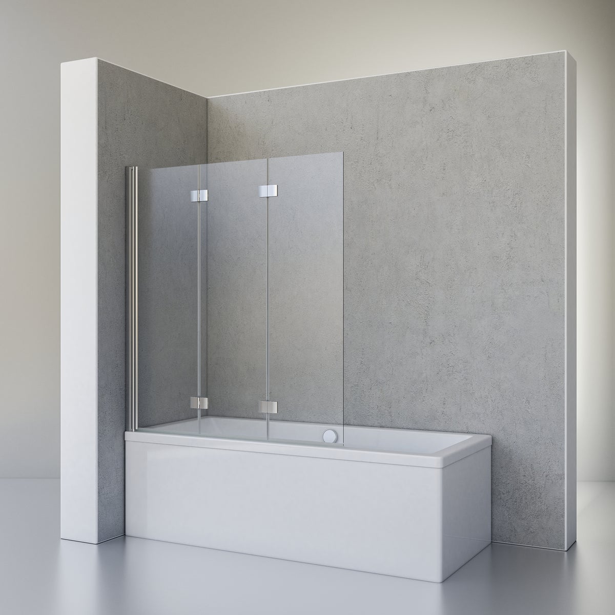 Badscherm, 3-delig, 130 x 142 cm