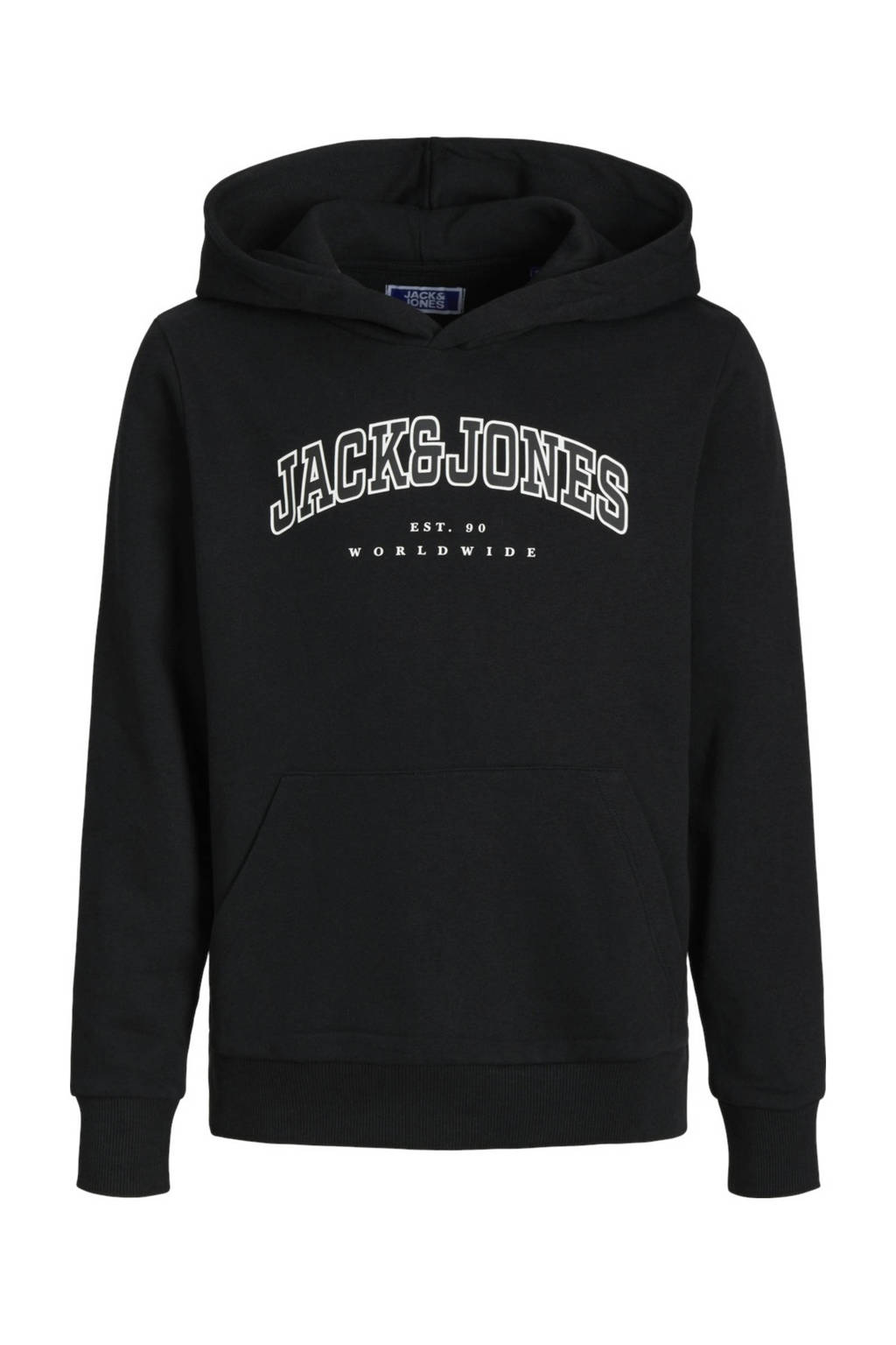 JACK & JONES hoodie JJECALEB VARSITY met logo zwart