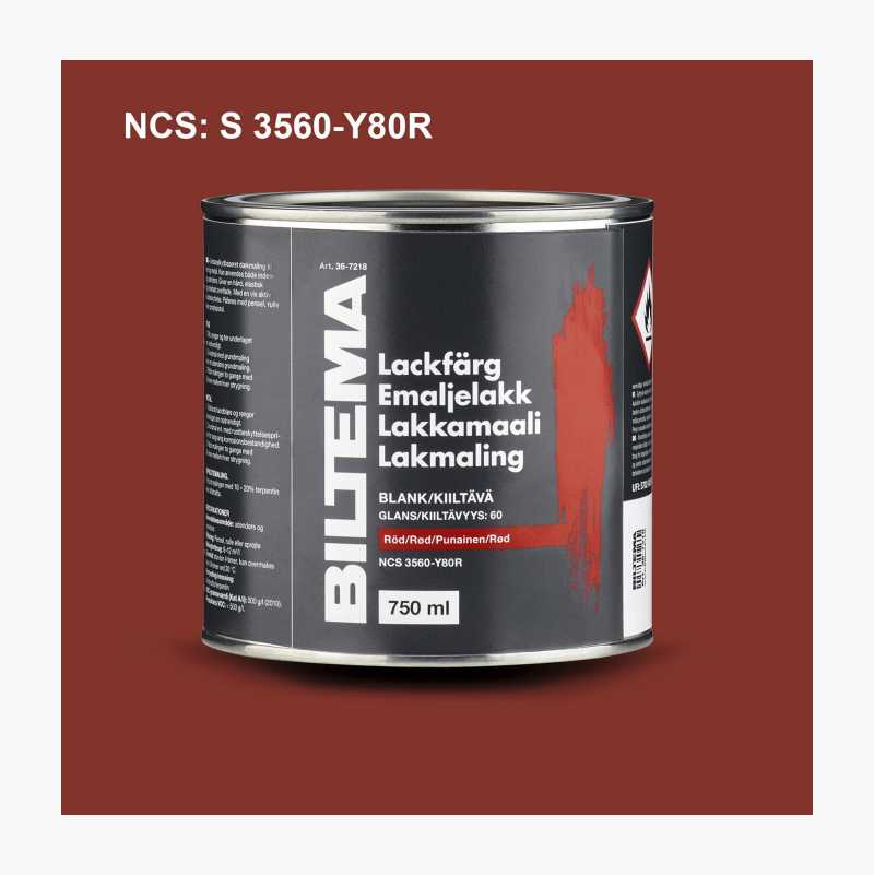 Emaljelakk, blank, rød, 0,75 liter