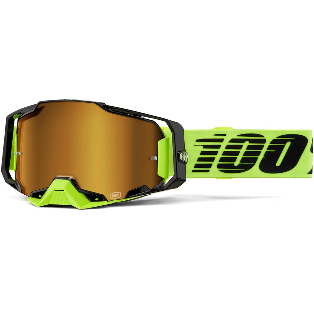 100% - Masque Armega - Ecran Mirror Jaune fluo / Or / Iridium