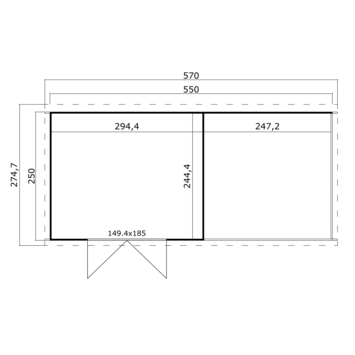 Tuinhuis Kjeld 550X250CM
