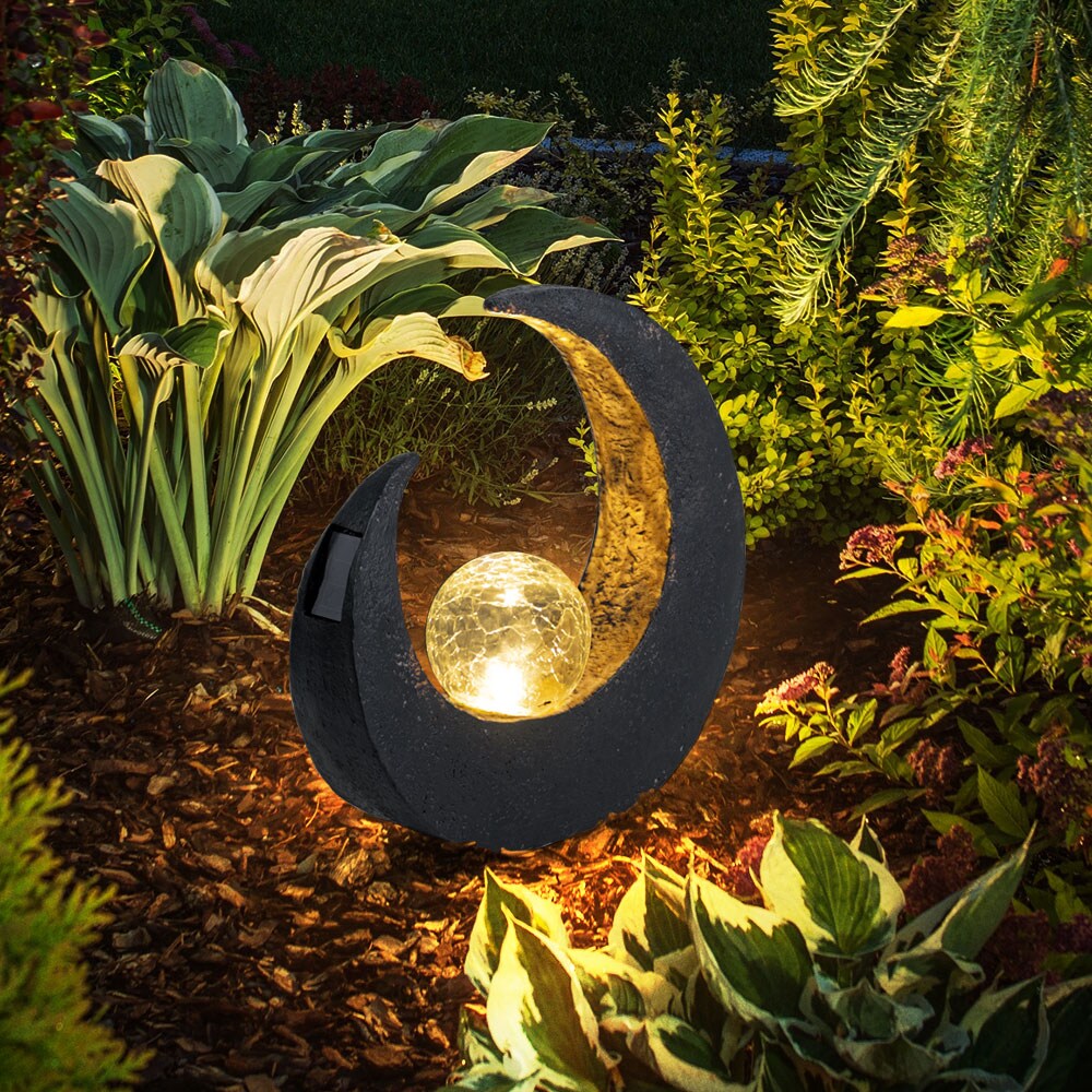 LED Mondsichel Solarleuchte mit Glaskugel Höhe 30,5 cm