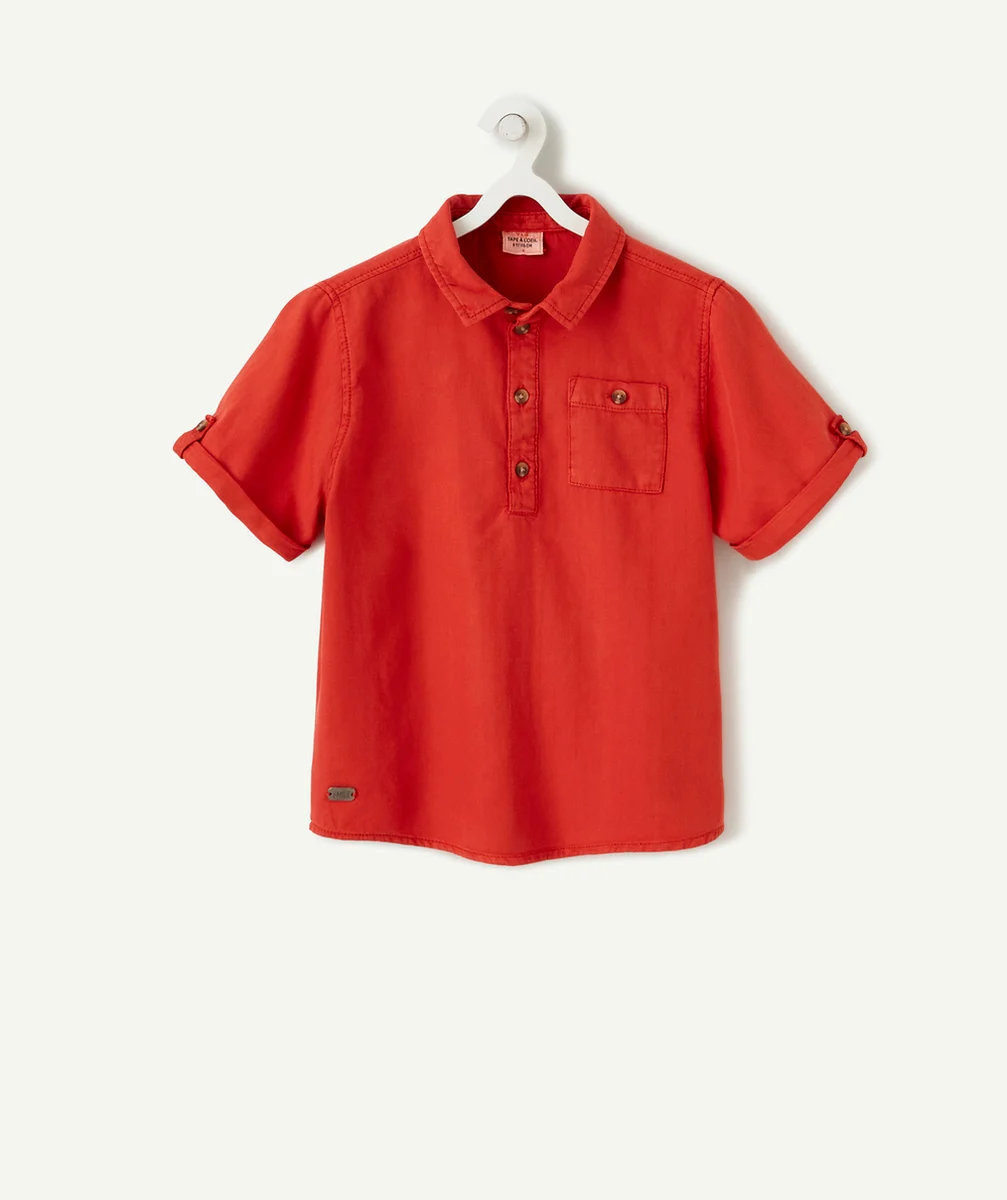 LA CHEMISE ROUGE MANCHES COURTES AVEC POCHE