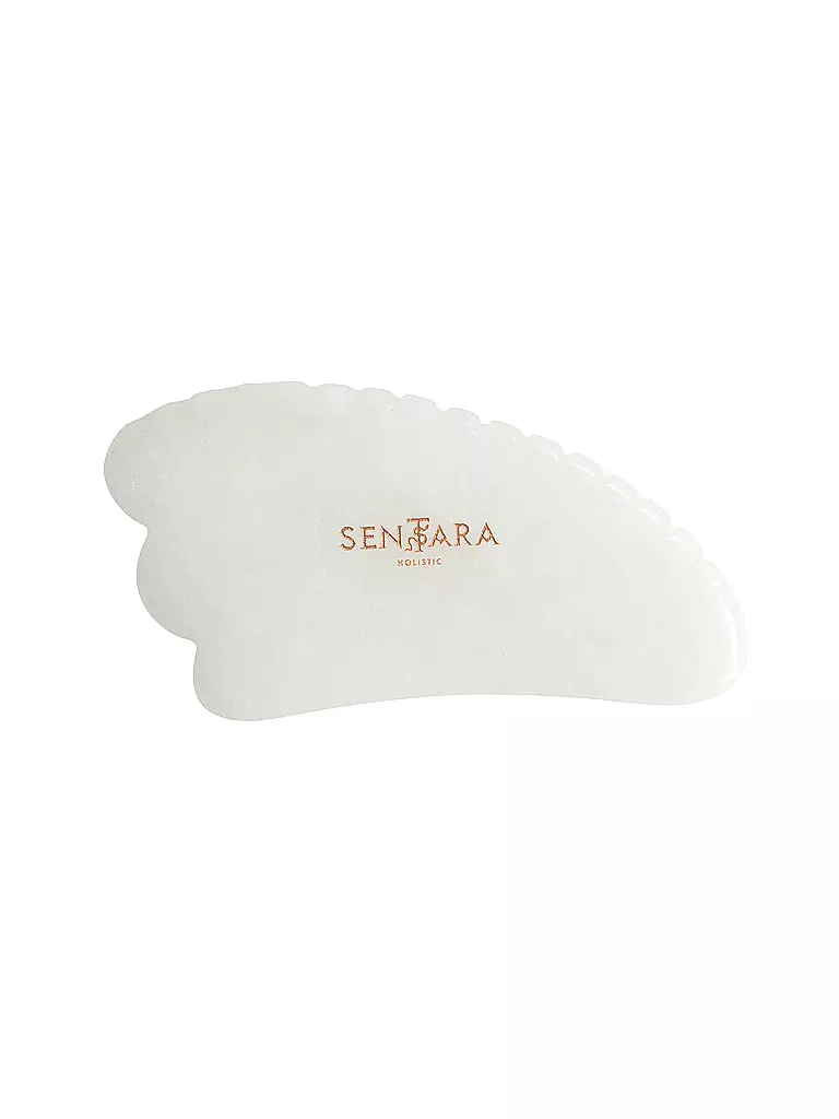 SENTARA Massagestein - Gua Sha Horn mit Zähnen Weisse Jade  weiss