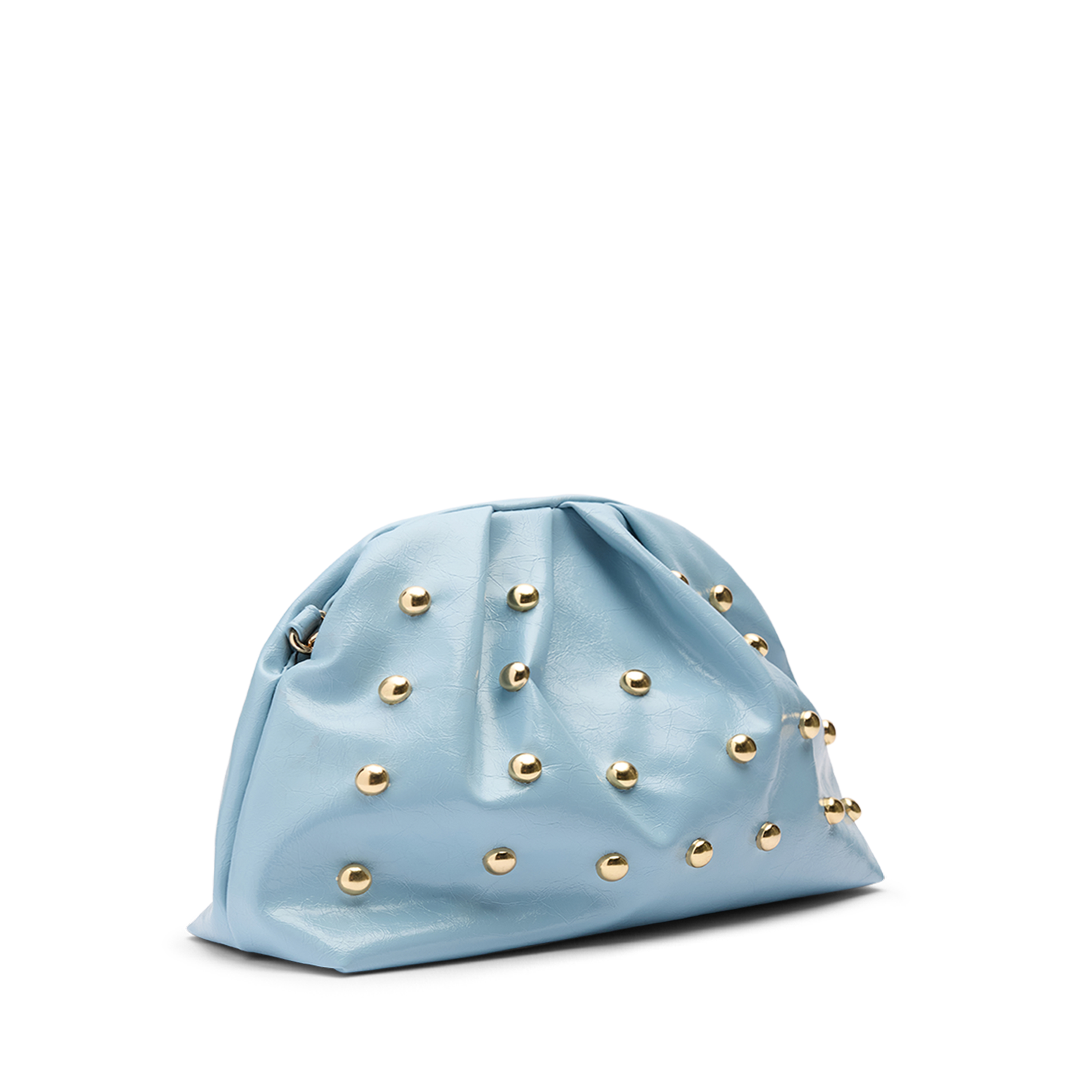 Lichtblauwe clutch met gouden studs