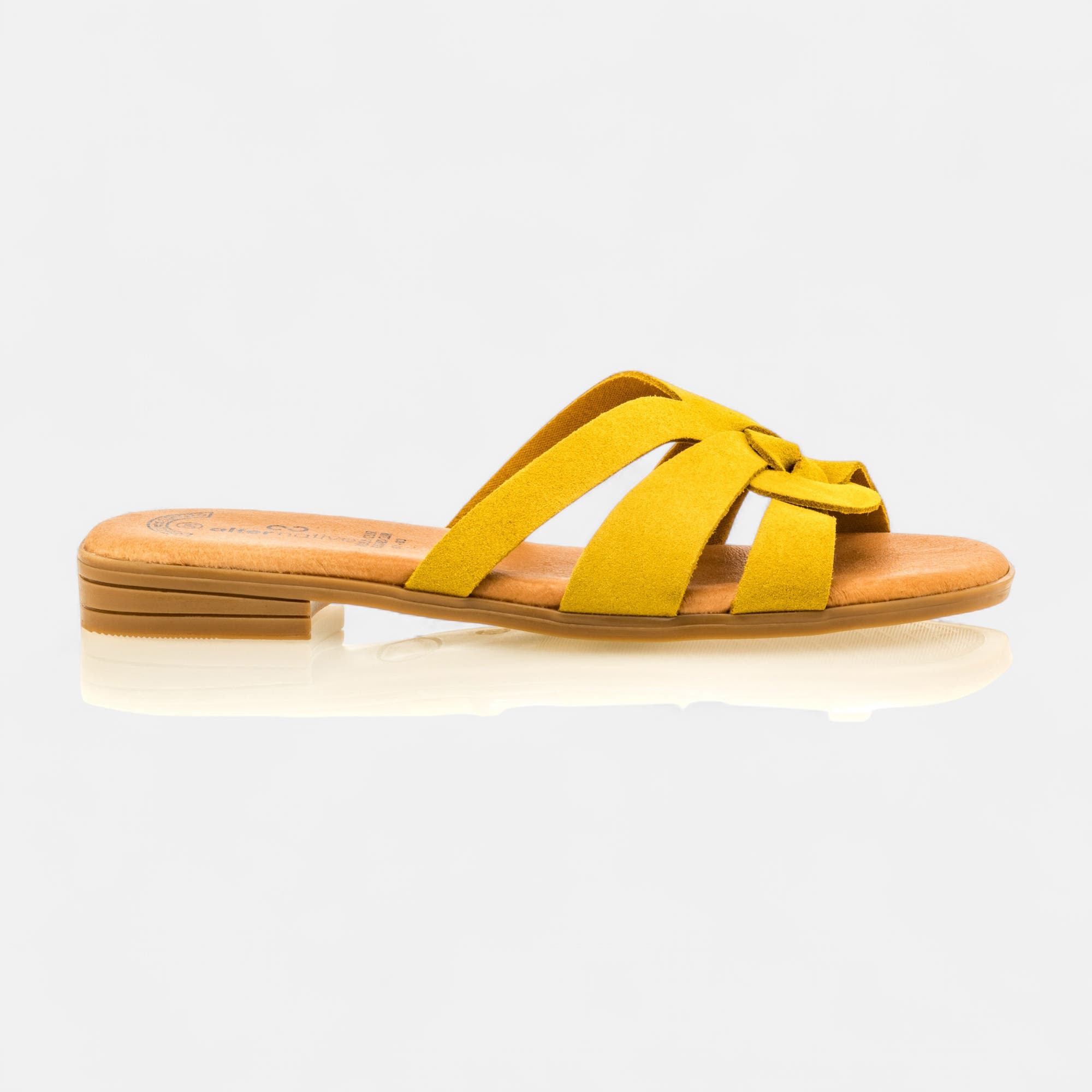 Mules Femme en cuir jaune