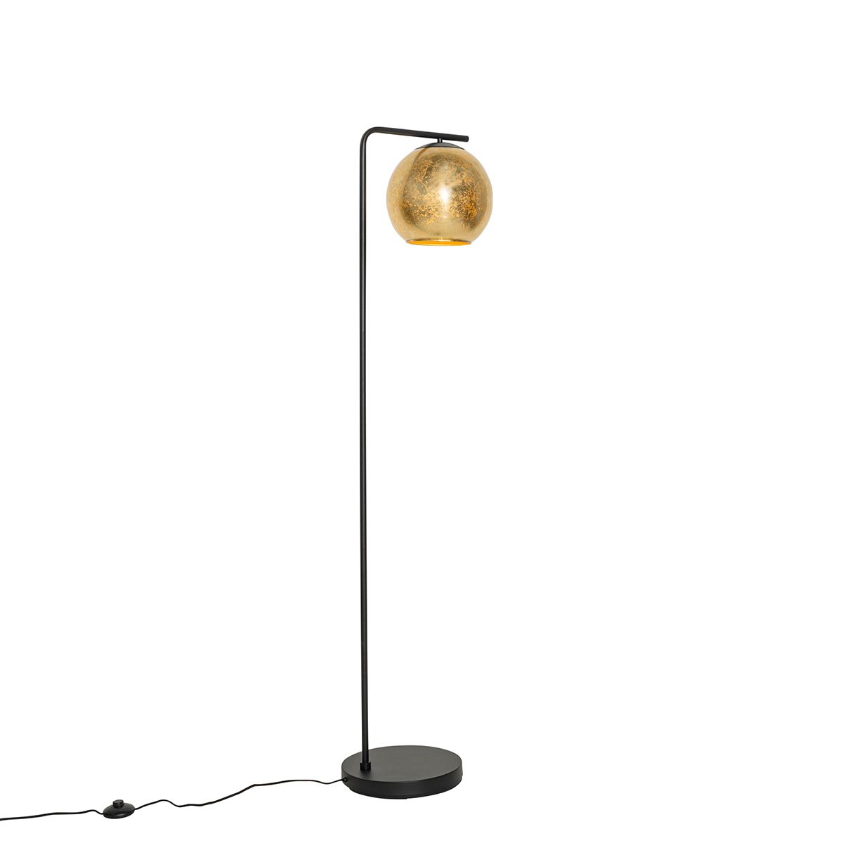Design vloerlamp zwart met goud glas - Bert