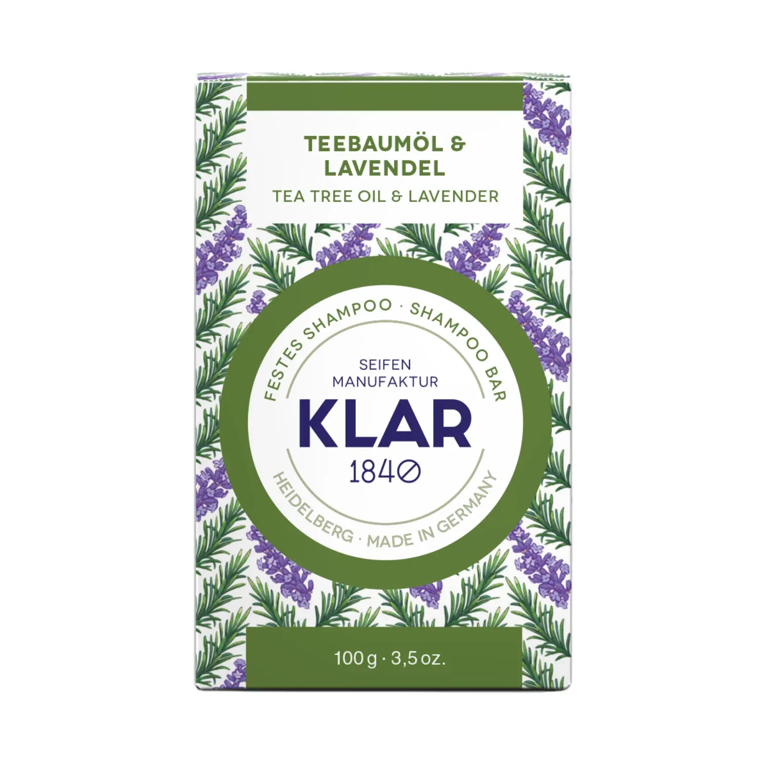 KLAR  Festes Shampoo Teebaumöl & Lavendel, 100 g