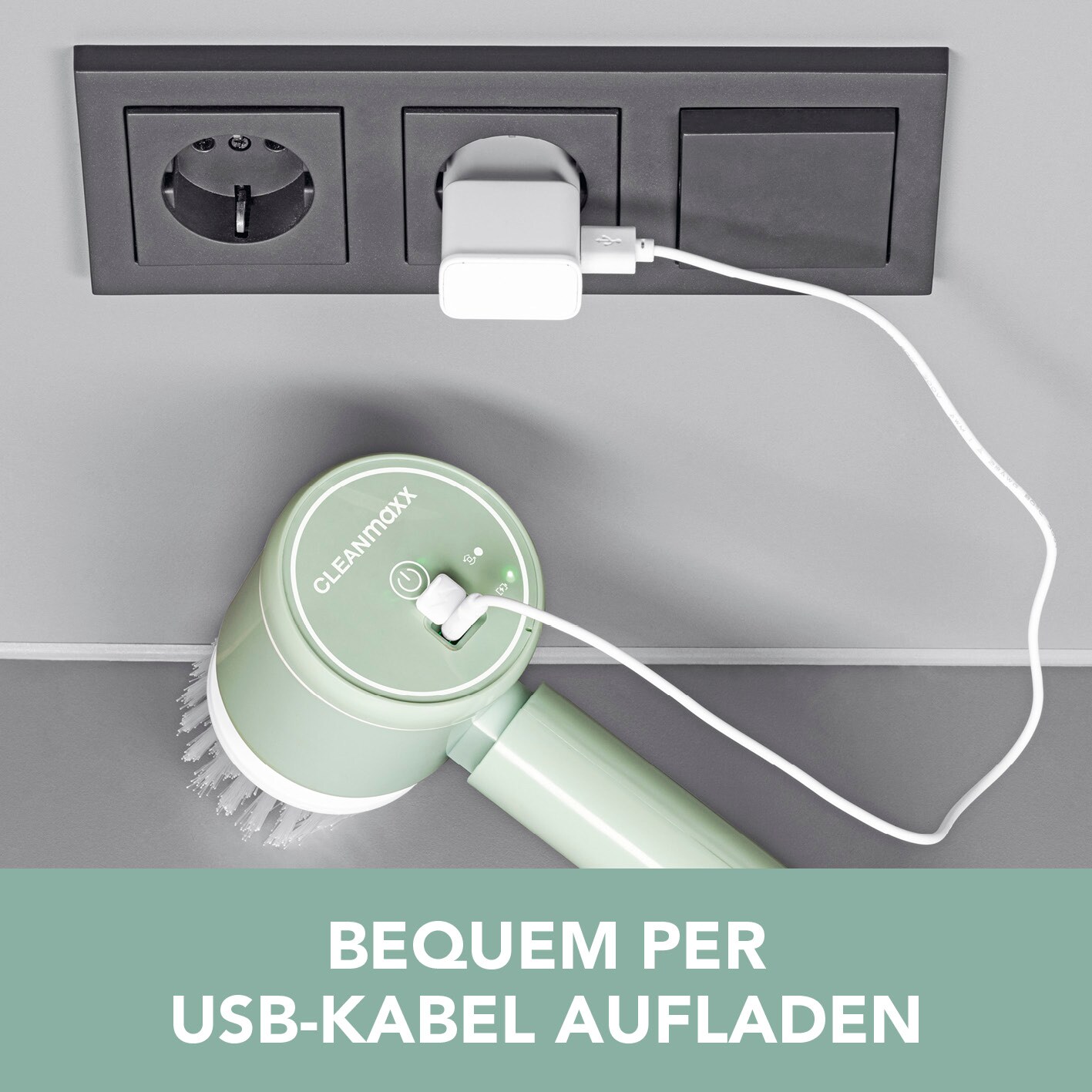 CLEANmaxx Akku-Reinigungsbürste 4-tlg. 5V mint