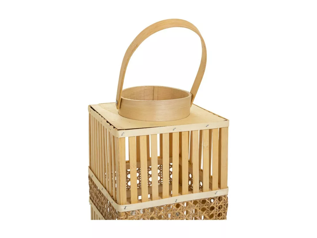 Lanterne photophore en bambou marron 18x18x32h