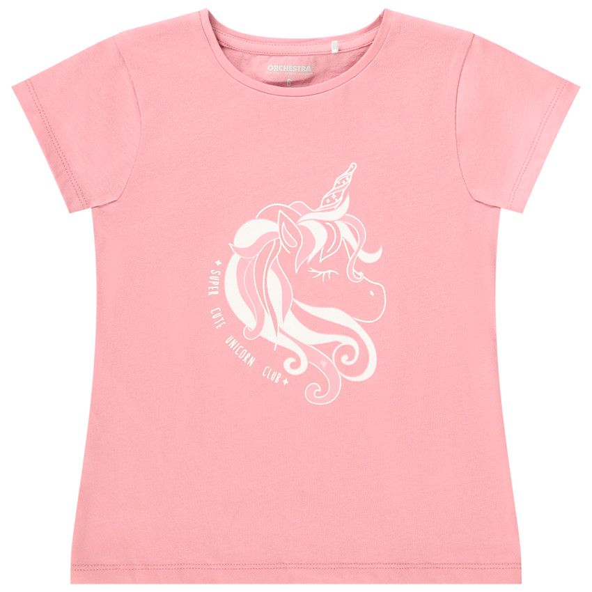 T-shirt manches courtes en jersey print fantaisie pour fille - Multicolore