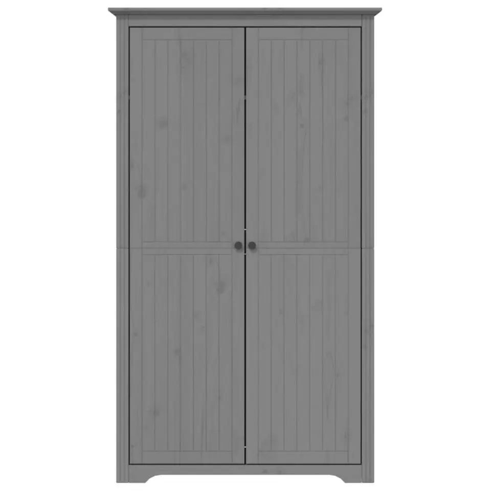 vidaXL - 2-deurs Kledingkast BODO - Massief grenenhout - Grijs - 99x53.5x173 cm
