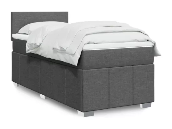 Sommier à lattes de lit et matelas Gris foncé 90x190 cm Tissu